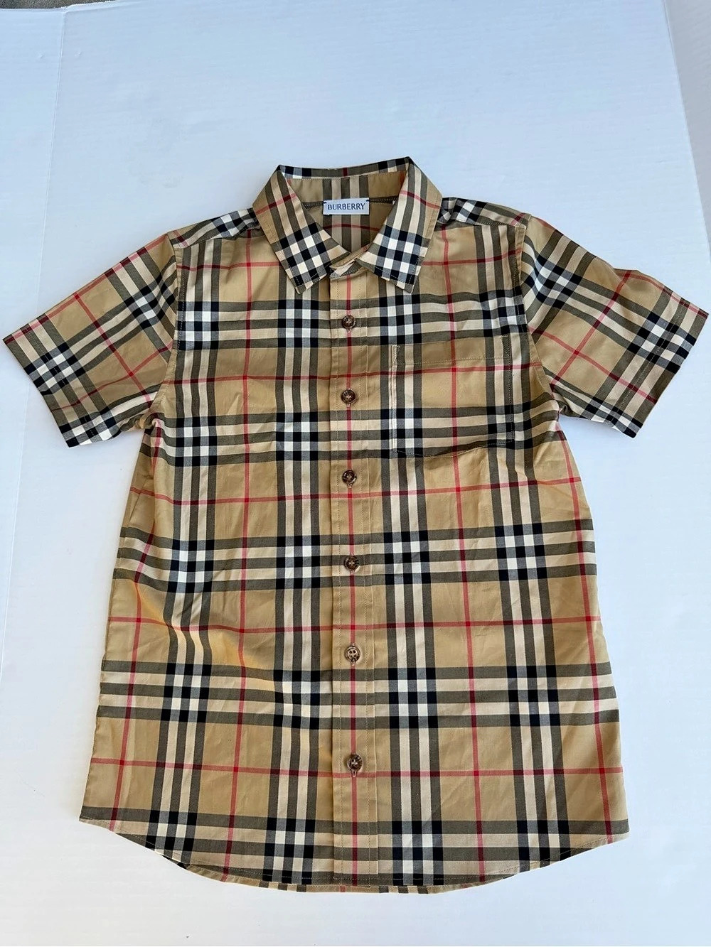 Burberry Childrens Vintage Check Cotton Short Sleeve Shirt Boys 8Y